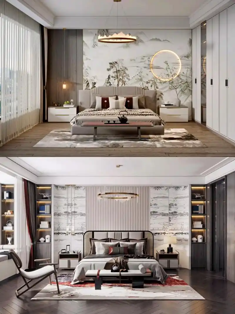 16款现代新中式卧室装修合集9090  新中式风格在设计上继 - 抖音