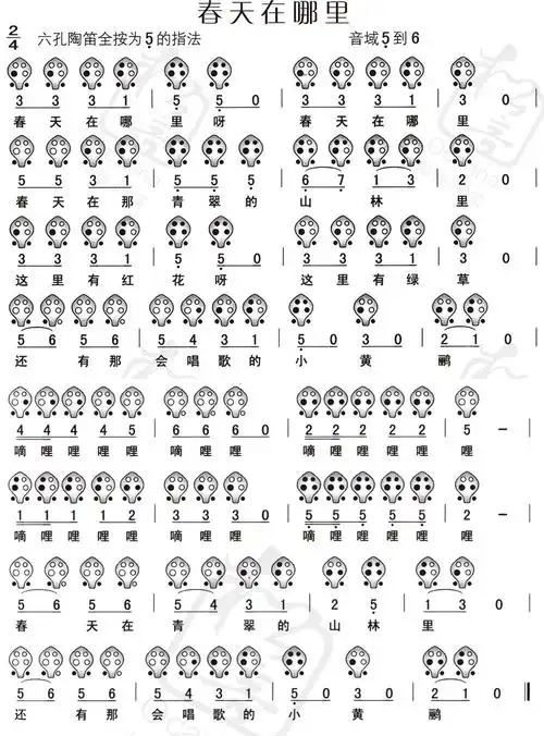 《春天在哪里》6孔陶笛曲谱.jpg (900×1216)
