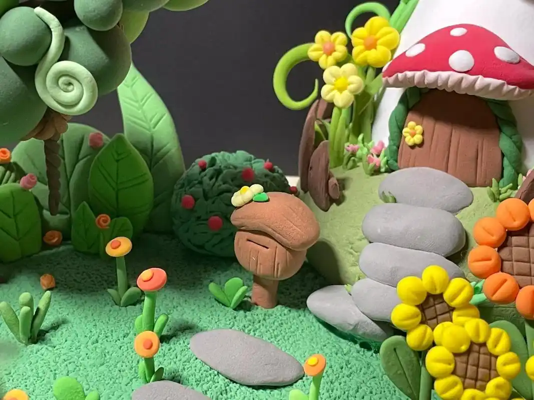 超轻粘土场景|小鸭的院子00 学前人两个礼拜做好的粘土场景作业