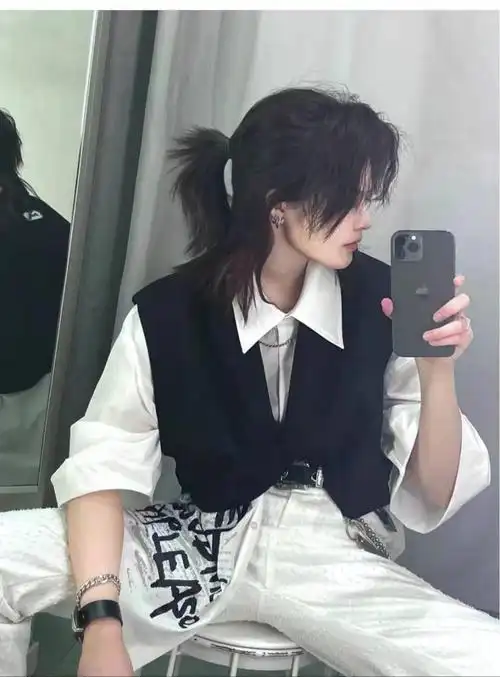 武士头男假发鲻鱼头狼尾酷帅逼真自然舞台表演自然中性