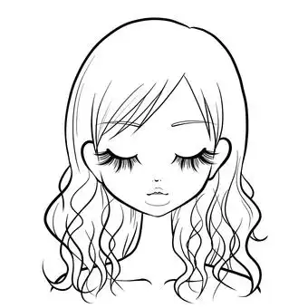 睫毛智能长·长发闭眼图