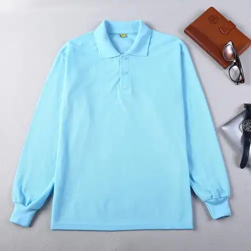 翻领polo衫长袖定制工作服纯棉带领工装t恤男女团体衣服印字logo