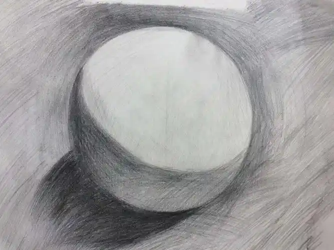 这节课复习了石膏几何体,画的是圆,目的是训练造型能力和对弧线的运用