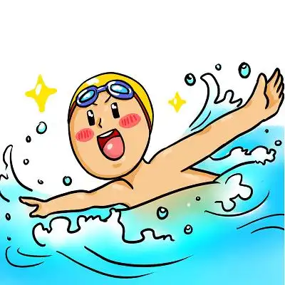 png游泳卡通游泳元素泳池png素材清新手绘扁平蓝色夏日夏天促销景物