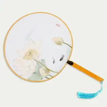 古典团扇宫扇圆扇子古代扇女扇圆形扇汉服cos舞蹈扇 白色 荷塘清趣