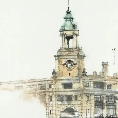 上海邮政博物馆 写生作品 68cm×68cm