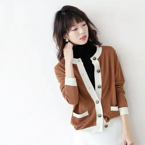 优雅,知性!亮丝线门襟 长袖针织开衫 秋新优惠券