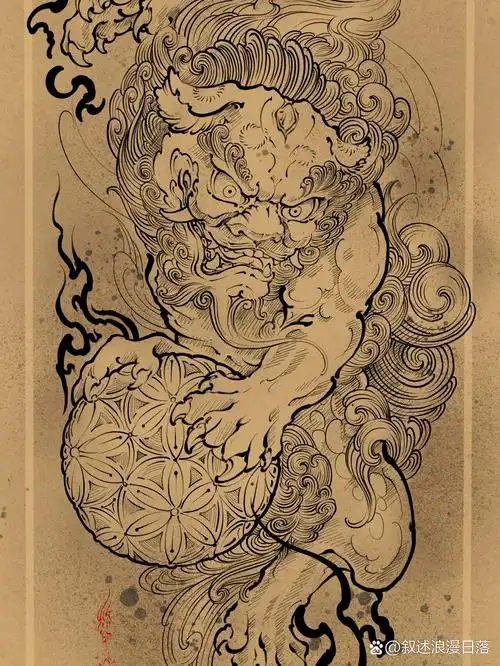 狮子纹身手稿 唐狮子纹身手稿