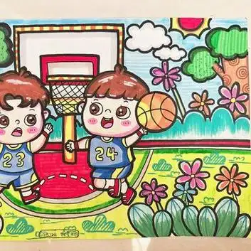 打篮球儿童画