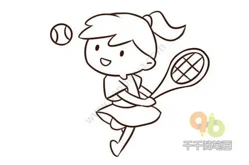 运动人物打网球简笔画