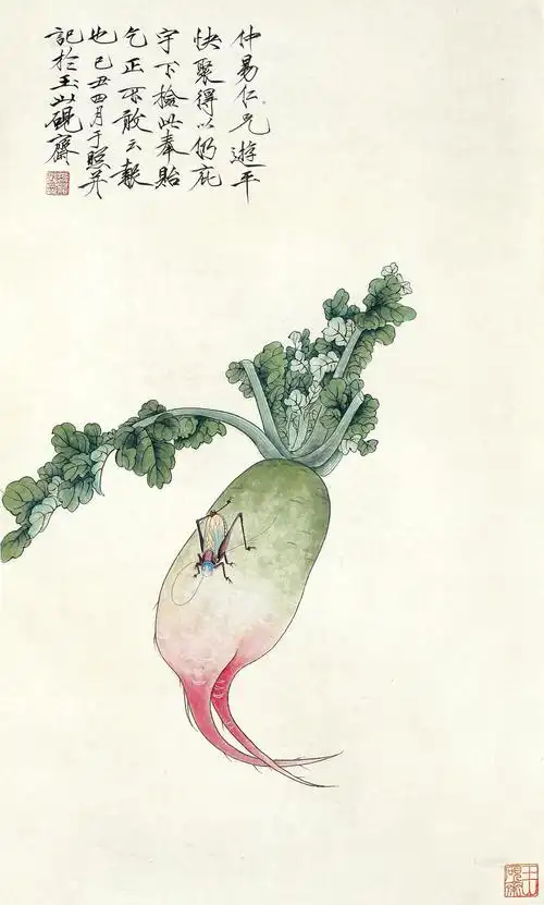 0538萝卜草虫立轴纸本设色