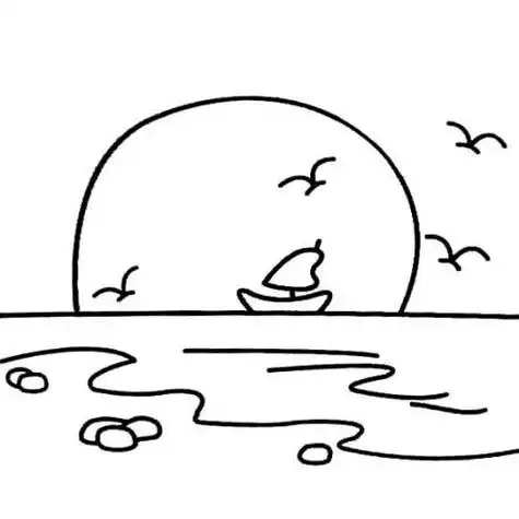 人物背景简笔画日出