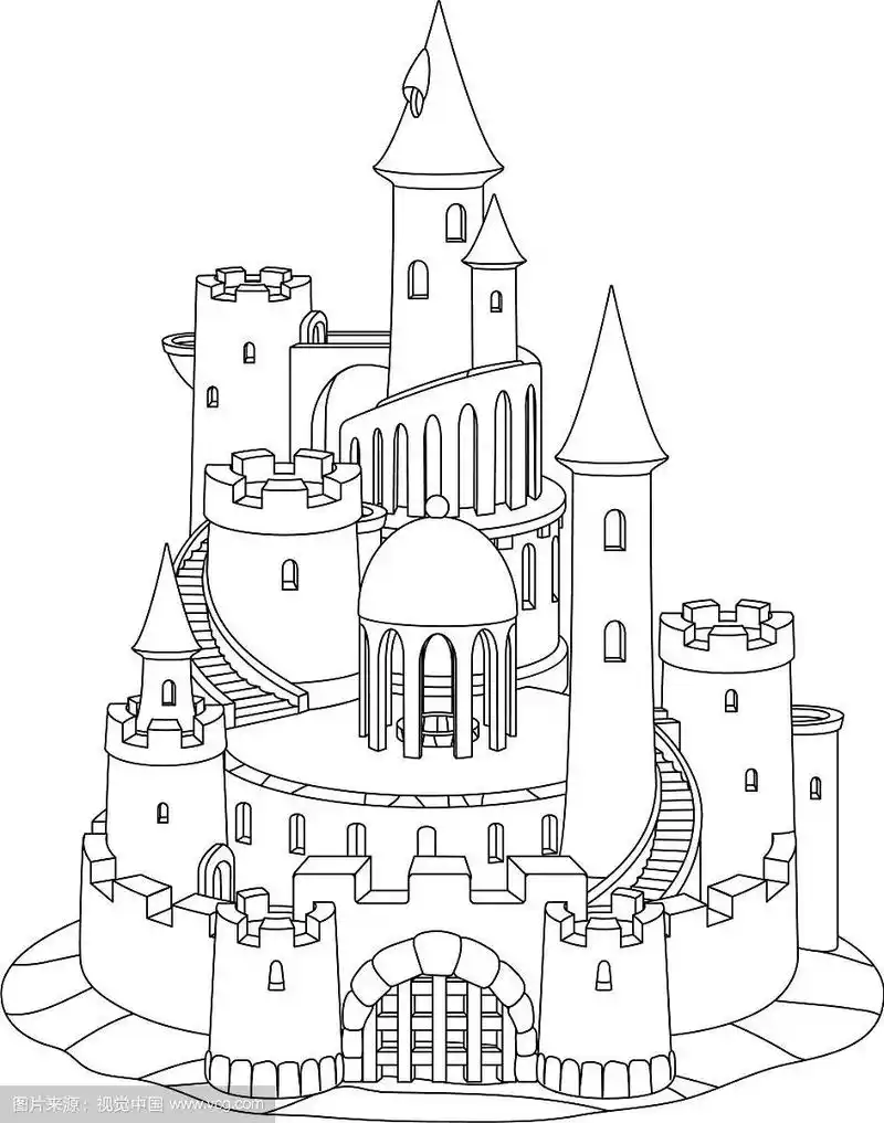 黑白色幻想城堡沙城堡沙