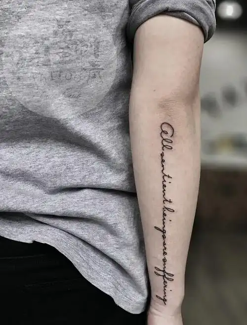 手臂外侧新时尚英文纹身图案