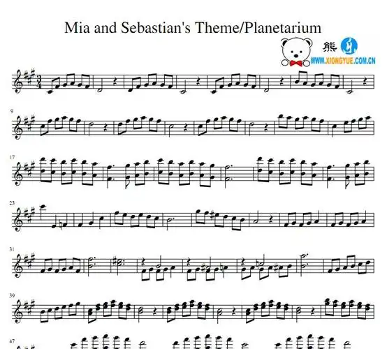 谱五线谱榮譾欧美电影音乐小提琴谱琴譾 sheet music爱乐之城小提琴谱