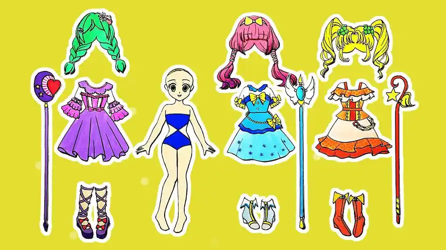 公主裙 服务升级 4纸娃娃趣味手工剪纸,为瓢虫小宝宝制作泳衣和游泳圈