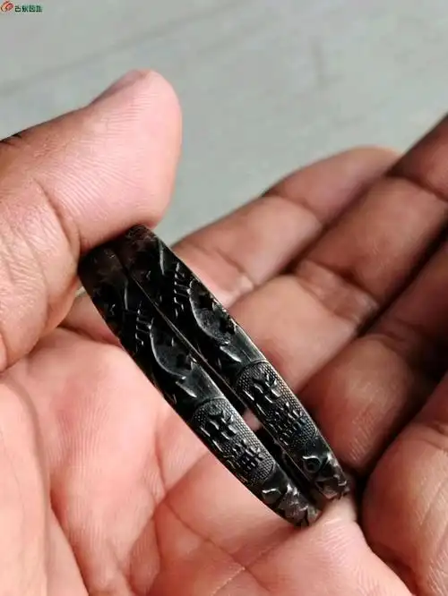 民国全品纹银款连生贵子宝宝纯银手镯一对 - 认证会员杂件信息 - 古泉