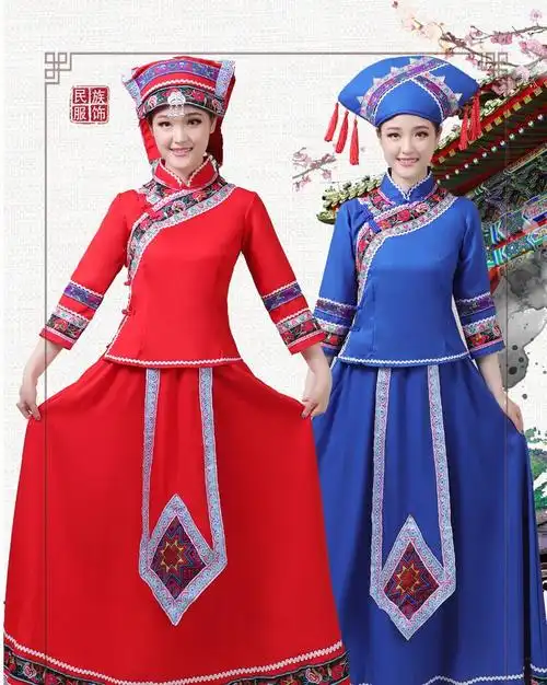 三月三壮族服装广西壮族三月三表演服装女少数民族云南苗族瑶族舞蹈