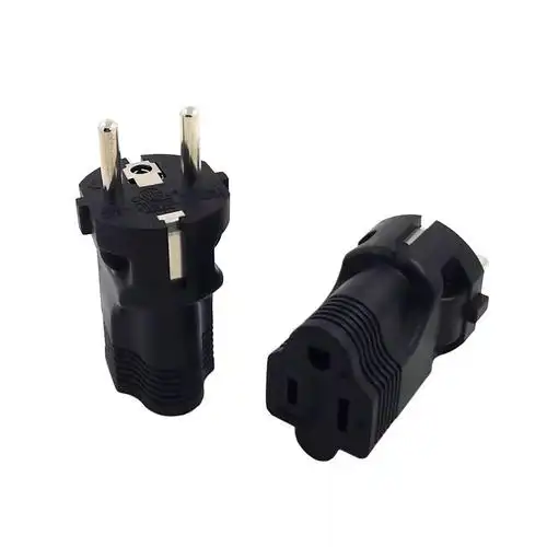 厂家批量生产一体欧规插头转美式插座插头欧标两插三芯插头