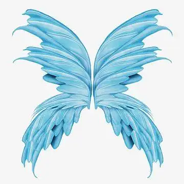 蓝色精灵翅膀手绘卡通