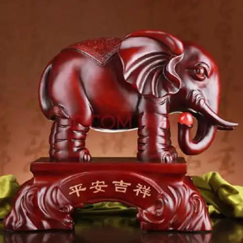精品大号红木平安吉祥大象摆件乔迁新居开业礼物象大象 平安吉祥木纹