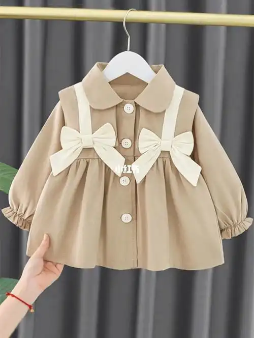 女童风衣外套中长款时髦洋气秋季儿童衣服春