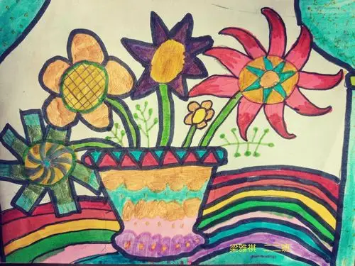 潘集寨学校一二三年级美术作业展