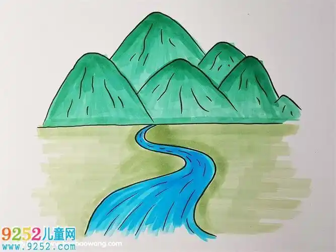 简笔画大全风景带颜色 儿童彩色山水风景画图片儿童简笔画画一幅优雅