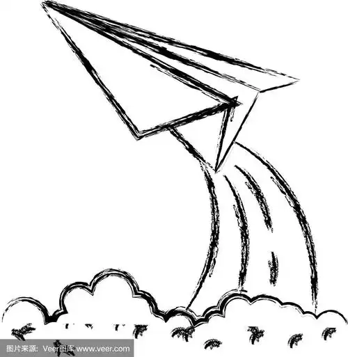 单色模糊的纸飞机剪影