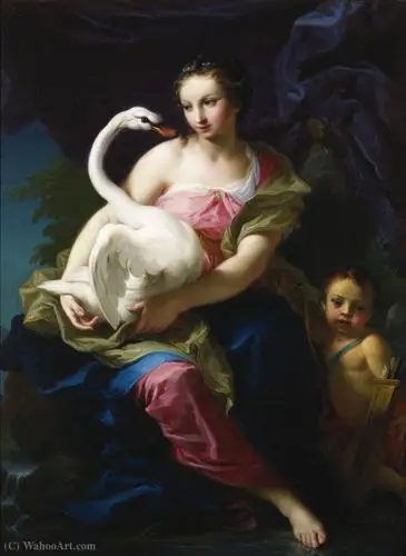 "丽达与天鹅" 通过 giambettino cignaroli (1706-1770, italy)
