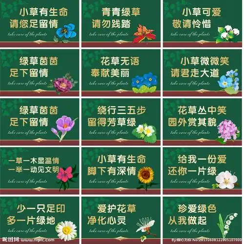 爱护花草提示牌图片