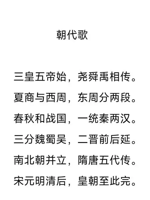 语文积累-朝代歌 顺口溜 三皇五帝始