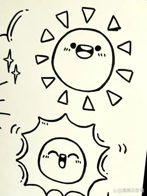 77/100简笔画|可爱的太阳98小表情手帐素材 96打卡一张小太阳素材