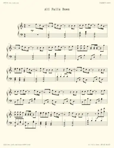 钢琴谱:all falls down(8级,c调)