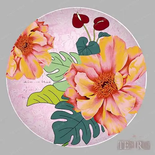 手绘花卉陶瓷餐具图案