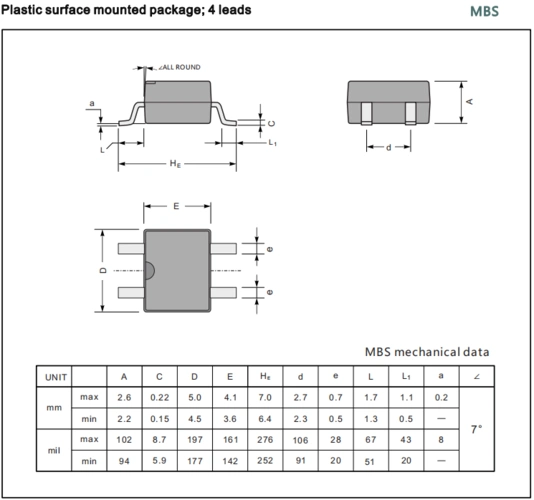 mb6s整流桥参数mb6s规格书
