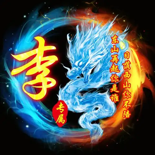 编号3003微信头像姓氏头像蓝红火焰火焰龙豪情励志