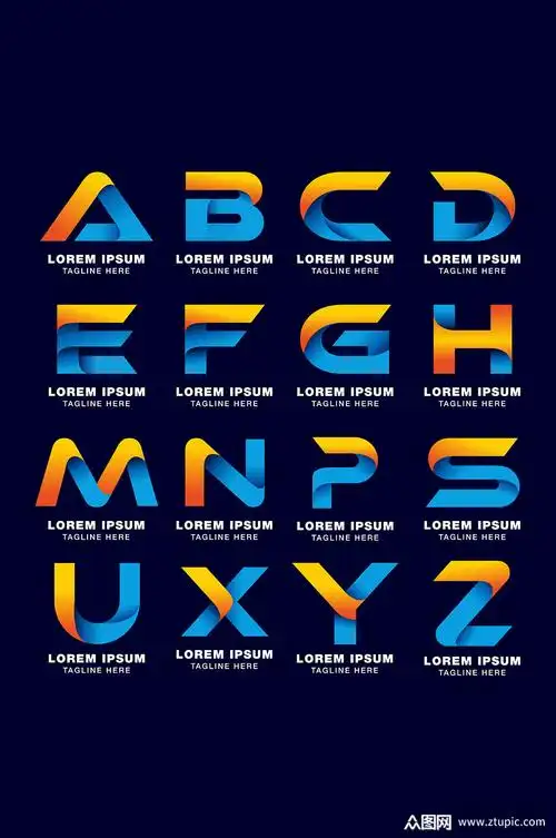 英文字母艺术字体元素