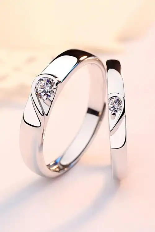 永结同心情侣戒指一对男女纯银活口对戒日韩简约个性刻字结婚礼物