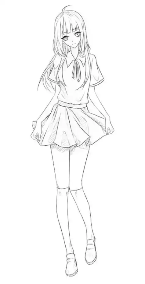 二次元简笔画女生全身9张简笔画表白图片网