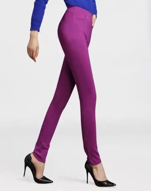 百圆裤业女裤专场女款紫红色显瘦牛奶丝打底裤4w06r312_唯品会