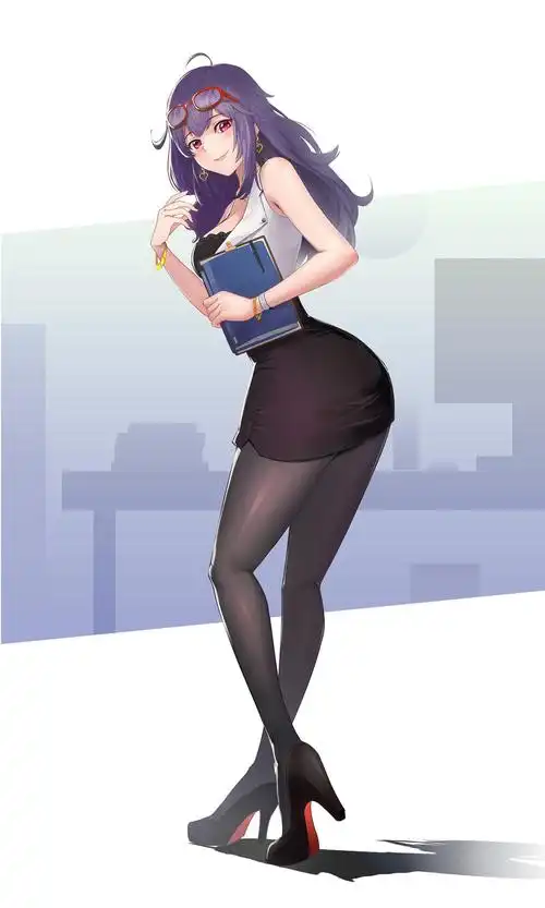 坐在沙发上的短裙动漫少女插画手机壁纸