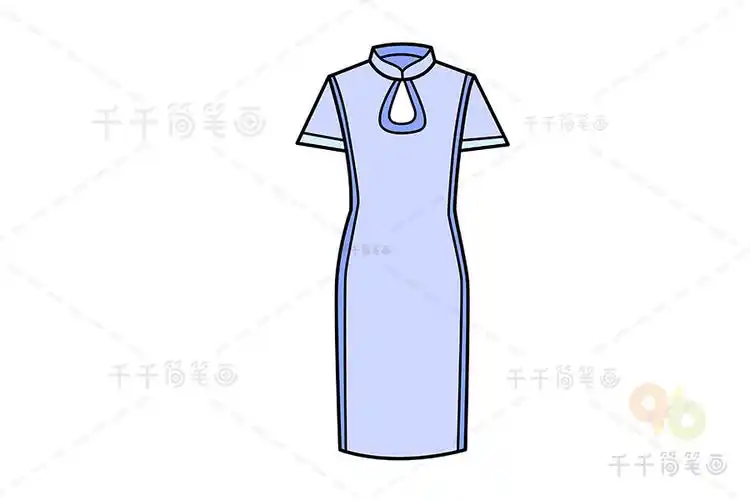旗袍简笔画步骤图