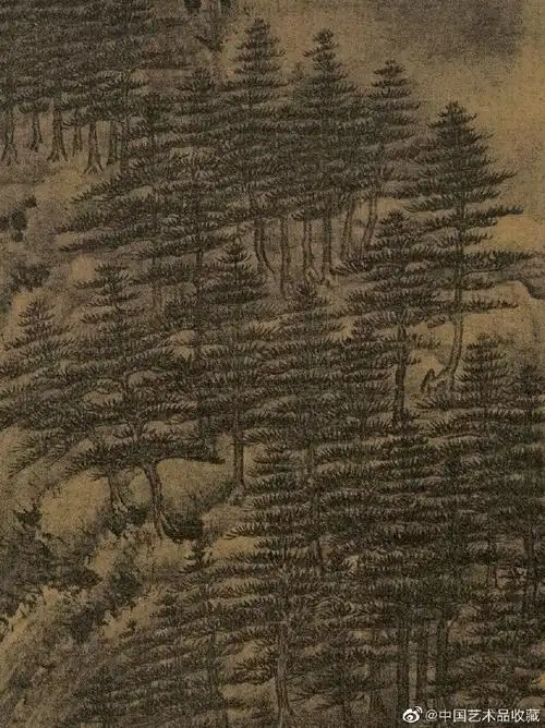 山水画#【 五代 巨然 《万壑松风图》 】立轴,绢本设色,200.7×0..