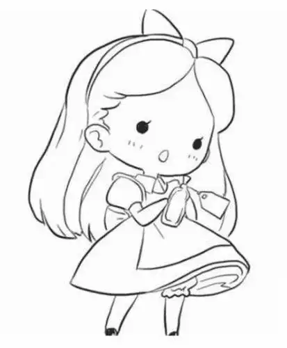 爱丽丝梦游仙境卡通简笔画