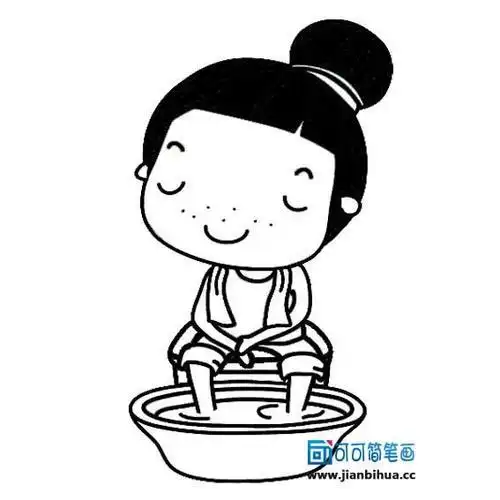 帮妈妈洗脚脚简笔画