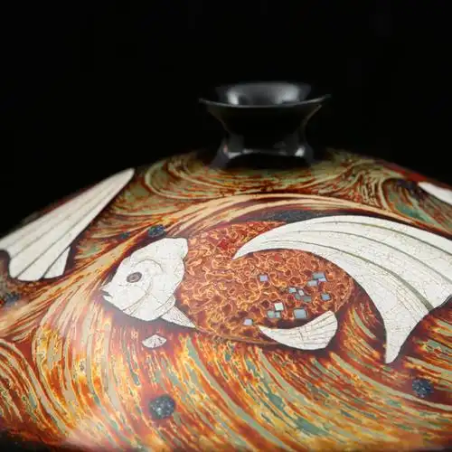 福建省漆艺大师 张建藩作品【三枚鱼】福建工美权威认