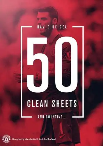 德赫亚红魔生涯第50次零封官方宣传海报