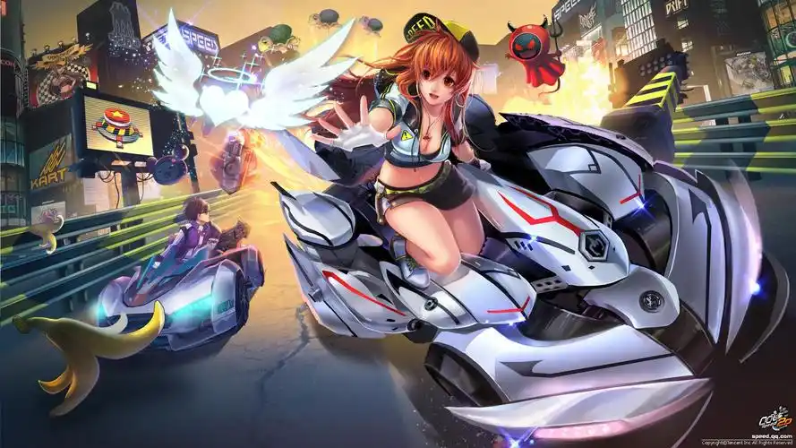 qq飞车手游壁纸-爱心发射,和我一起来场急速之约