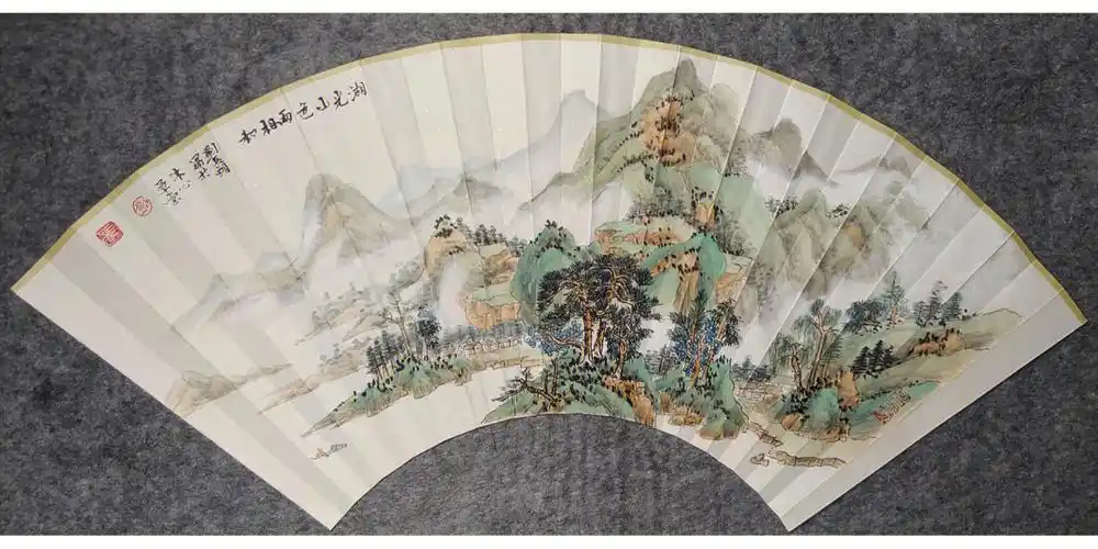 青绿山水扇面